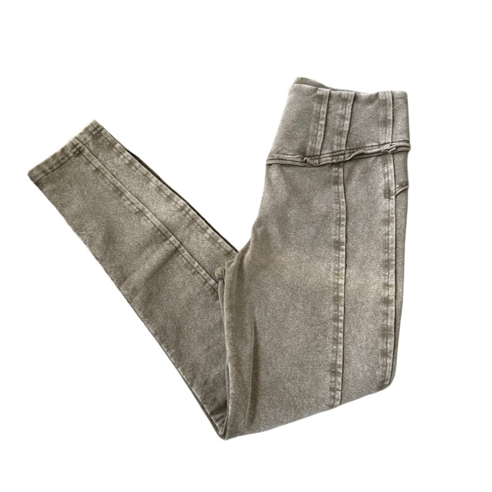 Boho Western 100% Cotton Brown Acid Wash Leggings Small